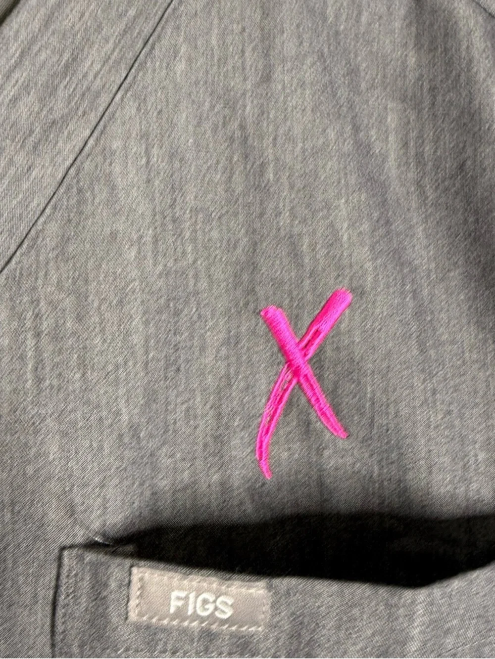 FIGS Scrub Set Small Gray Pink Ribbon Cancer Awareness Tansen Pants Chisec Top